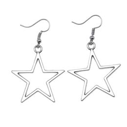 Handmade Simple Design Hollow Star Pendant Charm for Women Punk Pentagram Star Drop Earrings Holiday Jewelry