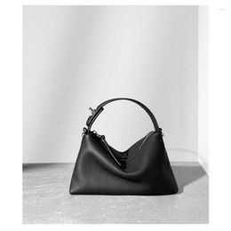 Evening Bags Top Layer Cowhide Handbag Lunch Box Bag Fashion Niche Soft Leather Pillow 2023 Women's Messenger