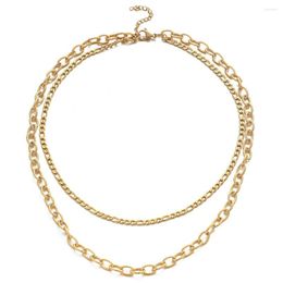 Chains MinaMaMaStainless Steel Multi-layer Spiral Figaro Link Chain Necklace For Women Choker Collar Hip Hop Jewellery Gift