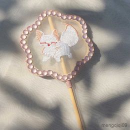 Chinese Style Products Chinese pearl embroidery round fan mini court fan photo photography props R230804