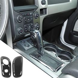Gear Shifter Head Cover Shift Knob Bezel For Ford F150 Raptor 09-14 ABS Carbon Fiber243r