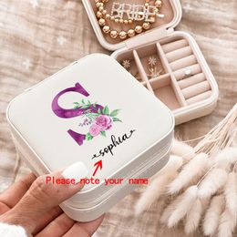 Jewelry Boxes Custom Name Bridesmaid Box with Initials Maid of Honor Personalized Gift for Women Travel Case 230803