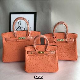 Platinum Ostrich Designer Handbag Handbags Bag Fashionable Pattern Portable One Shoulder Slanting Cowhide Women's Orange Original Logo Gkkp Hros Genuine Leather