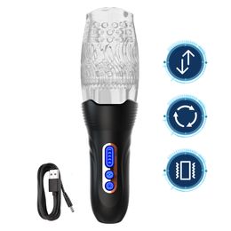 Vibrators Automatic Masturbator for Man Telescopic Rotation Vibrator Oral Sex Glans Trainer Penis Massage Masturbation Cup Sex Toy for Men 230803