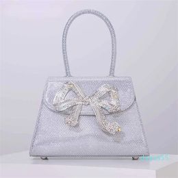 Evening Bags Fashion Rhinestone Big Bow Handbags Women Elegant Boutique Glittering Sequin Crossbody Ladies Black Purses