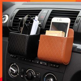 New Car Air Outlet Storage Bag Portable Hanging Car Storage Box Leather Multi-function Packing Box Convenient Practical for Any Car