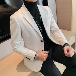Men's Suits Korean Autumn Winter Woolen Blazer Jackets For Men Clothing 2023 Simple Slim Fit Casual Suit Coats Business Formal Wear 4XL-M
