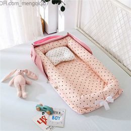 Bassinets Cradles Baby crib baby cotton cradle suitable for newborns portable crib baby bass bumper 85x45cm nest with pillow Z230804