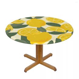 Table Cloth Round Cover For Dining Elastic Tablecloth Fruits With Lemons Fitted House El Decoration