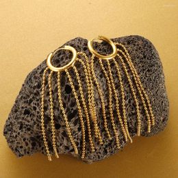 Dangle Earrings Stainless Steel 18K Gold Plated Long Tassel Drop Ball Chain Hoop For Women Fashion Jewelry