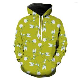 Men's Hoodies Flower Magnolia Fashion Oversized With Hood Jackets Hip Hop Spring Casual Sweatshirts Pullover Long Sleeve Cool