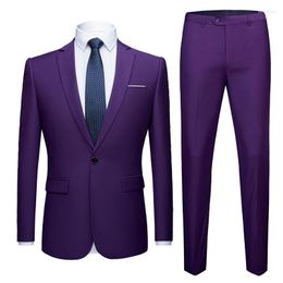 Men's Suits 2023 Jacket Pant Men Formal Business Slim Suit High-end Groom Wedding Dress Fashion Party Ball Costume 2 Piece