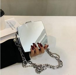 Evening Bags Luxury Silver Metal Box Bag Ladies Party Clutch Bag Evening Bag Chain Purse Crossbody Mini Bag Female Shoulder Bag Handbag Flap 230804