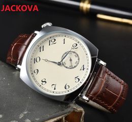 Sub dial working famous fashion mens time clock watches auto date one eye design clock japan quartz movement genuine leather band wristwatch gifts