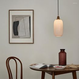 Pendant Lamps Nordic Retro White Jade Glass Chandelier Living Room Side Table Lamp Bedside Lights