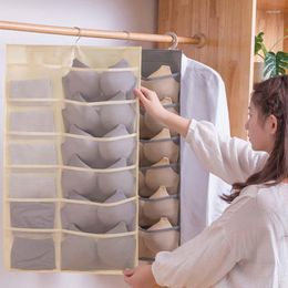 Storage Boxes Underwear Wardrobe Wall Bags Closet Hanger Hanging Metal Organizer Pocket For Mcao Dual-sided Bra Sock Shelf Mesh