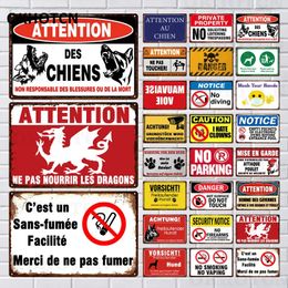 Vintage Warning Wall Stickers Metal Tin Plate No Smoking No Parking Attention Metal Sign Notice Plaque Retro Man Cave Outdoor Room Custom Decor 30X20CM w01