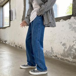 Men's Jeans Men Spring Autumn Korean Loose Casual Streetwear Blue Grey Black Denim Pants Male Fashions Youth Clothing