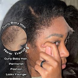 yaki kinky baby hair 360 Full Lace Wig Human Hair Pre Plucked Kinky Straight Human Hair Wig 360 Lace Frontal Wig Kinky Curly Wigs For black Women