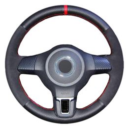 Black Suede Car Steering Wheel Cover for Volkswagen Golf 6 Mk6 VW Polo Sagitar Bora Santana Jetta MK5273h