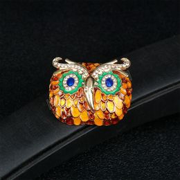 Women Retro Glazed Colorful Oil Dropping Owl Brooch Pin For Lady Party Jewelry Cute Animal Pins