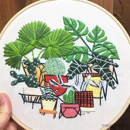 Chinese Style Products Vivifying Table Green Embroidery DIY Needlework Houseplant Needlecraft for Beginner Cross Stitch Artcraft(With R230804