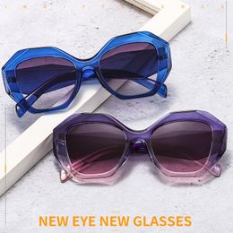 Sunglasses Fashion Polygon Women Men Gradients Lens PC Diamond Style Frame Designer Sun Glasses UV400