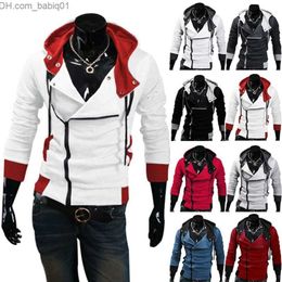 Men's Jackets Diagonal zip hooded sweater jacket men's sweater T230804