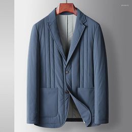 Men's Suits Men Casual Suit Blazer Winter Silk Cotton Seamless Warm Jacket Oversize Male Button Outerwear Long Sleeve Coat 3xl 4xl