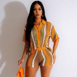 Ethnic Clothing Dashiki African Women's Set Knit T-shirt And Mini Shorts 2023 Summer Fashion Sweatsuit Two 2 Piece Outfit Tracksuit