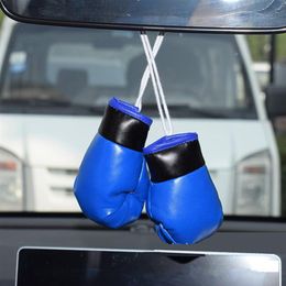 2PCS Car Boxing Gloves Mirror Hanging Pendant PVC Leather Auto Decorations Bag Pendant Araba Aksesuar Car Accessories Interior287k