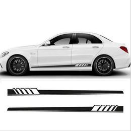 NEW 2pcs Set Edition Auto Side Skirt Decoration Sticker For Mercedes Benz C Class W205 C180 C200 C300 C350 C63 AMG303N