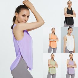 Women's T Shirts Blouse Pullover Yoga Shirt Women Gym Quick Dry Sports Top Fitness Loose Sleeveless Backless Vest