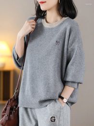 Women's Sweaters Winter Sweater Women Fashion Casual Knitting Core-spun Yarn Tops 2023 Ladies O-Neck Loose All-match