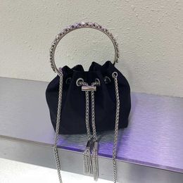 Crossbody Bag Hand Inlaid Diamond Sequin Shining Fairy Silk Rhinestone Bucket Portable Messenger 230804