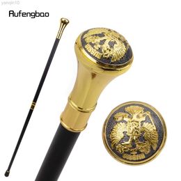 Trekking Poles Golden Black Russian Double-Headed Eagle Totem Walking Cane Fashion Stick Gentleman Luxury Crosier Knob Walking Stick 93cm HKD230804