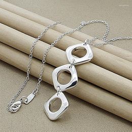 Chains 925 Sterling Silver Skew Square Necklaces Classic Jewelry 18 Inches Chain Necklace For Women Party Christmas Gifts