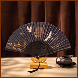 Chinese Style Products Chinese style 7-inch folding fan ancient fan embroidery tassel ancient male Hanfu hand-held props dance fan