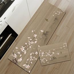 Carpets Long Kitchen Mat Hallway Anti-Slip Carpet Bath Washable Absorbent Floor Mat Home Entrance Doormat Bedroom Living Room Decor Rug 230804