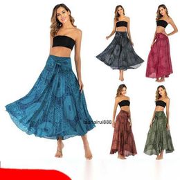 S006 Casual Thai Dress Half Skirt Beach Vacation Skirt Two Pieces Big Swing Skirt Bohemia