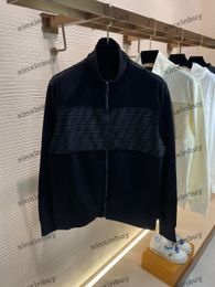 xinxinbuy Men designer Coat Jacket Panelled letter embroidery Jacquard roma sets long sleeve women Grey Black white blue S-2XL
