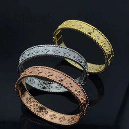 Bangle Designer Kaleidoscope Bracelet Thickened 18K Rose Gold Plated Plain Ring Edge with Diamonds Popular Design Cyber Fashion WHV6