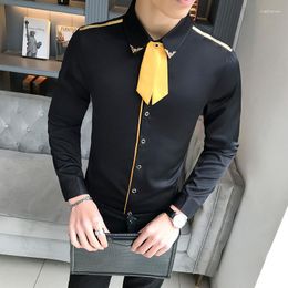 Men's Casual Shirts 2023 Mens Customized Shirt Long Sleeve Slim Spring Fit For Server Social Autumn Work Y37