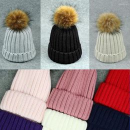 Berets WOMENS LADIES WARM WINTER POM BOBBLE SKI BEANIE HAT FUR FLEECE LINING