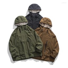 Men's Jackets Hooded Jacket Spring Autumn Outdoor Multi-pocket Tooling Women's Solid Colour Zipper Buttons Long Sleeeves Tops