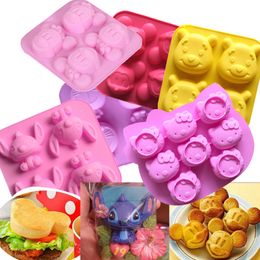Baking Moulds Cartoon Silicone Mould For Stitch Bear Mouse Cat Pig Duck Chocolate Soap Mould Animal Cake Decorating Tool Cupcake Topper 230803