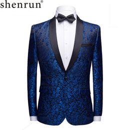 Men's Suits Blazers Men Fashion Slim Fit Suit Jacket Skinny Tuxedo Casual Blazer Floral Jacquard Shawl Lapel Costume Wedding Party Prom mens blazers 230804