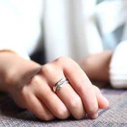 Fedi nuziali personalità esagerata colore argento mano abbraccio per le donne gioielli di fidanzamento ragazze dito aperto