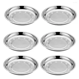 Dinnerware Sets 6 Pcs Iron Plate Round Dish Outdoor Bbq Design Cake Platter Stainless Steel Mixing Salad Tray Serving Cuisine Pasta Storage
