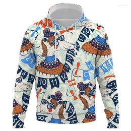 Men's Hoodies Men Pullover Abstract Animal Pattern Hooded Oversized Sweatshirt Korean Fashion Hoodie Loose Long Sleeve Casual Couple Clothes